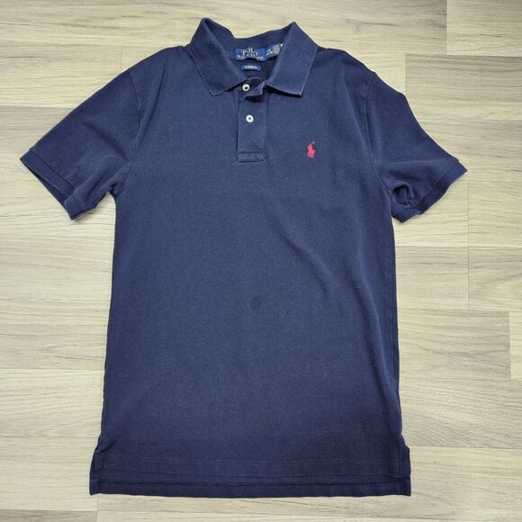 Polo Ralph Lauren Boys Navy Blue Polo Shirt Classic Fit Size L 14/16 - Picture 1 of 7